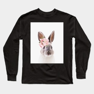 Rabbit with flowers, Nursery art, Kids room, Animal Long Sleeve T-Shirt